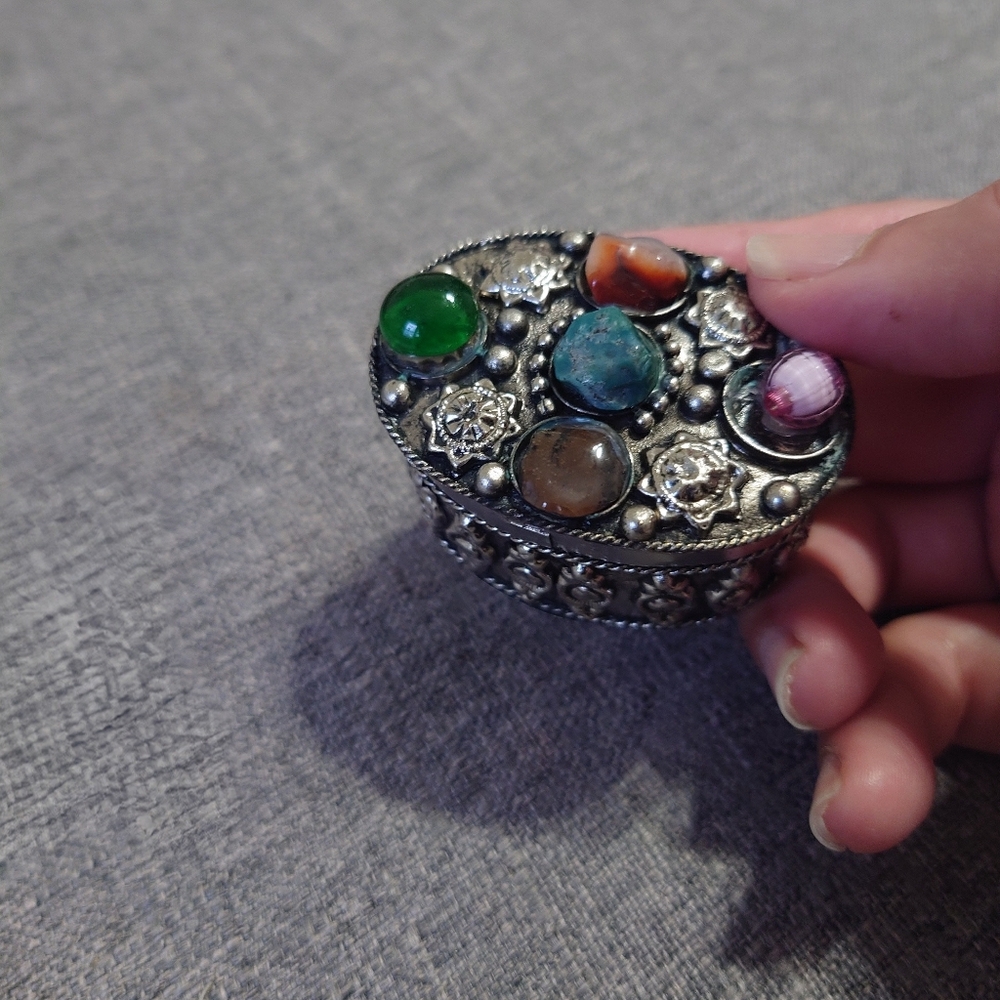 Exquisite Vintage Style Trinket Box with Local Northern Asian Mountain stones